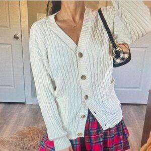 Hollister Cream Cable Knit Cardigan